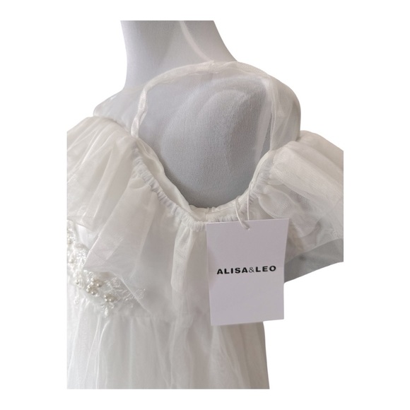 Alisa & Leo White Maxi Dress 11/12 – 3-Layer Tulle, Floral Appliqué, NWT - Picture 13 of 13